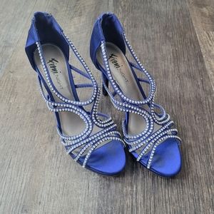 Blue/Silver Strappy Heels Size 8.5